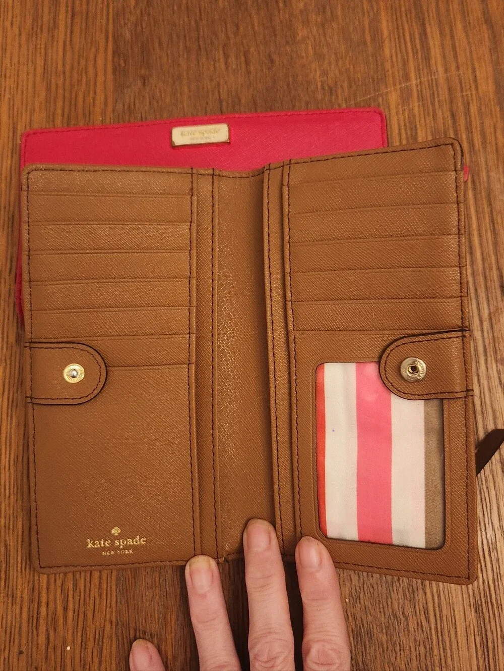 kate spade TWO Saffiano Leather Wallet - Red and Tan Great Condition!!!